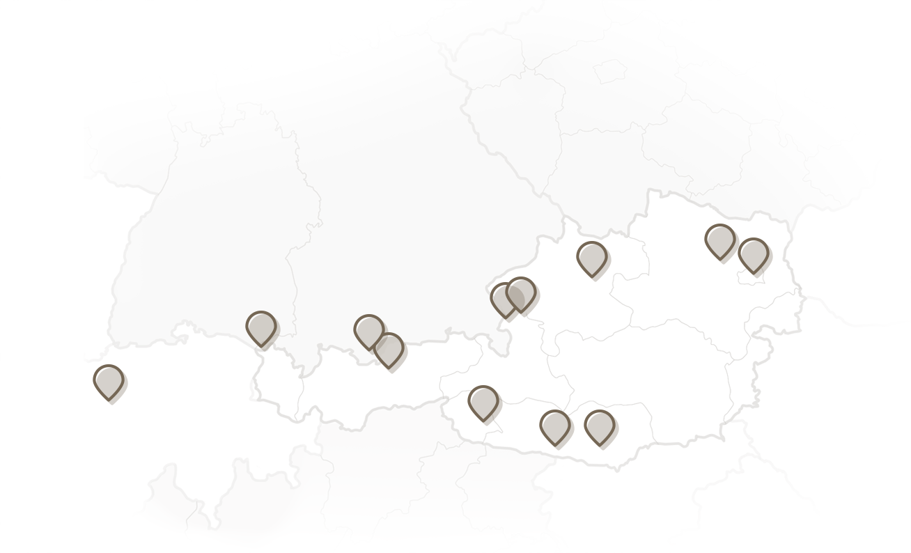 Austria map with Fellhof locations