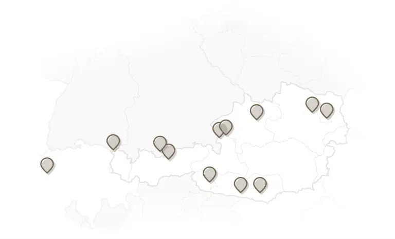 Austria map with Fellhof locations