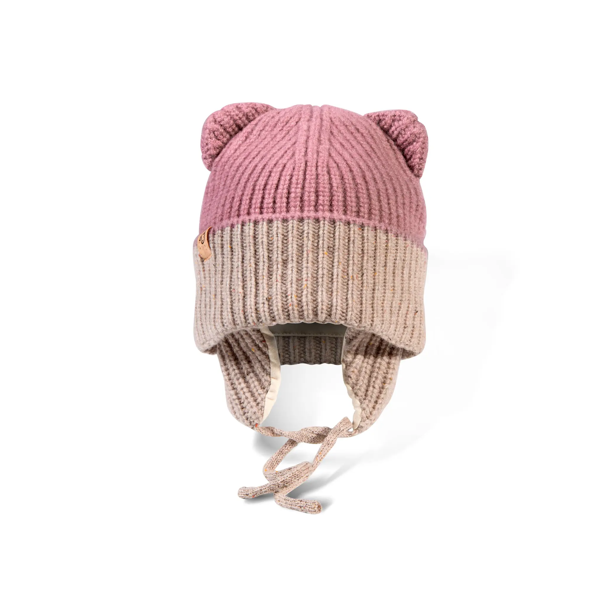 Babymütze Feuerkogel rosa beige mit Ohren