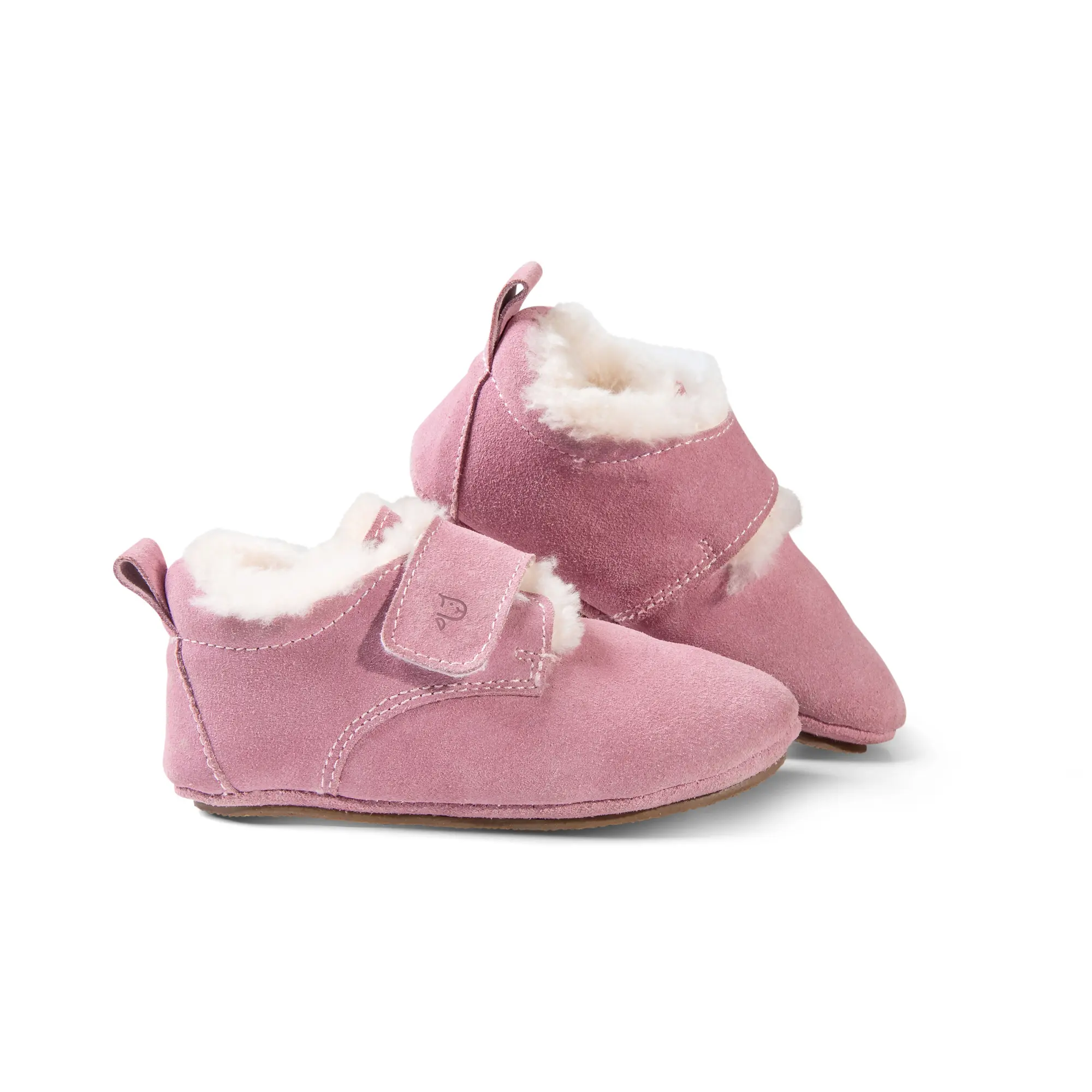 Mogli slippers for kids with lambskin color grey pink