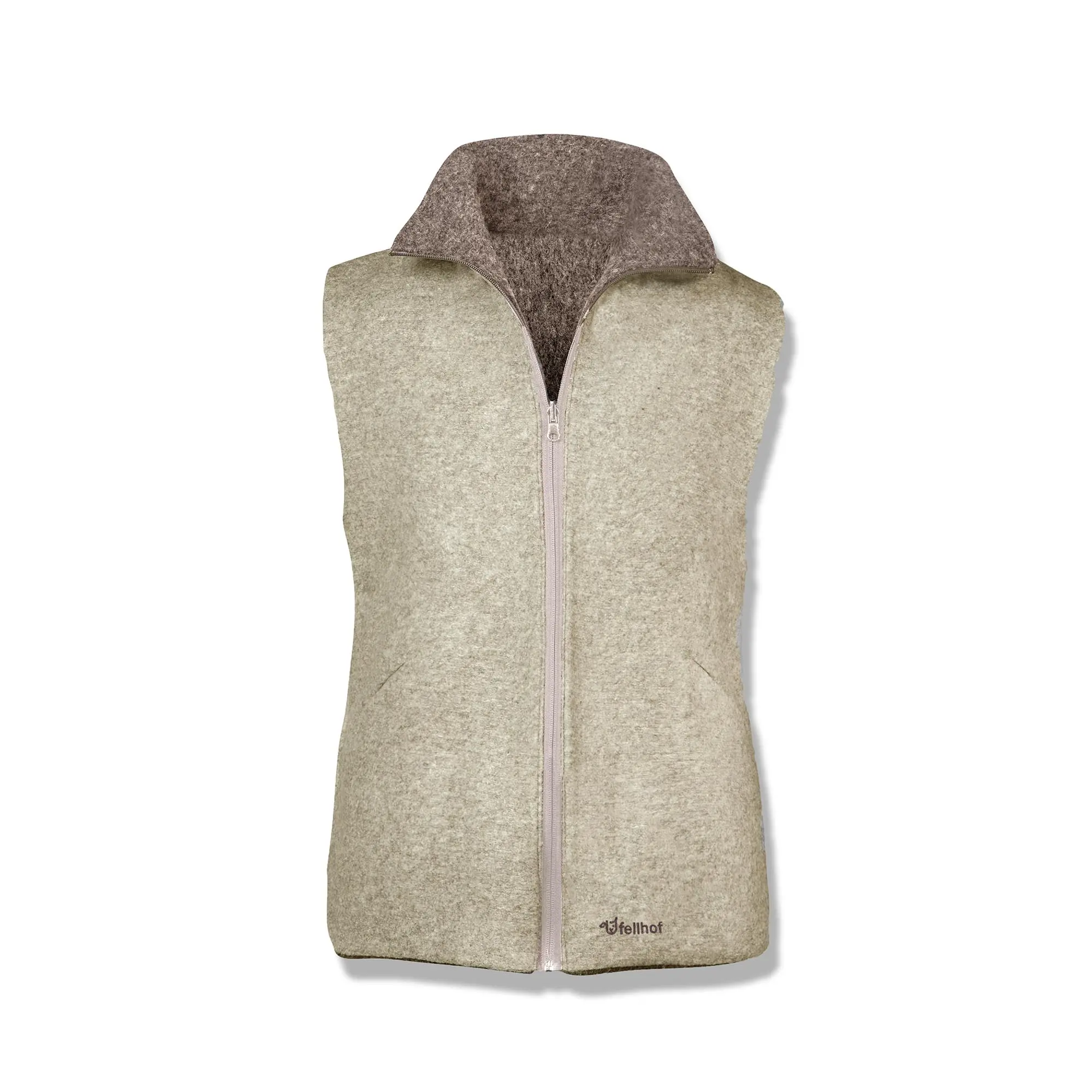 Wool felt reversible vest light-dark brown