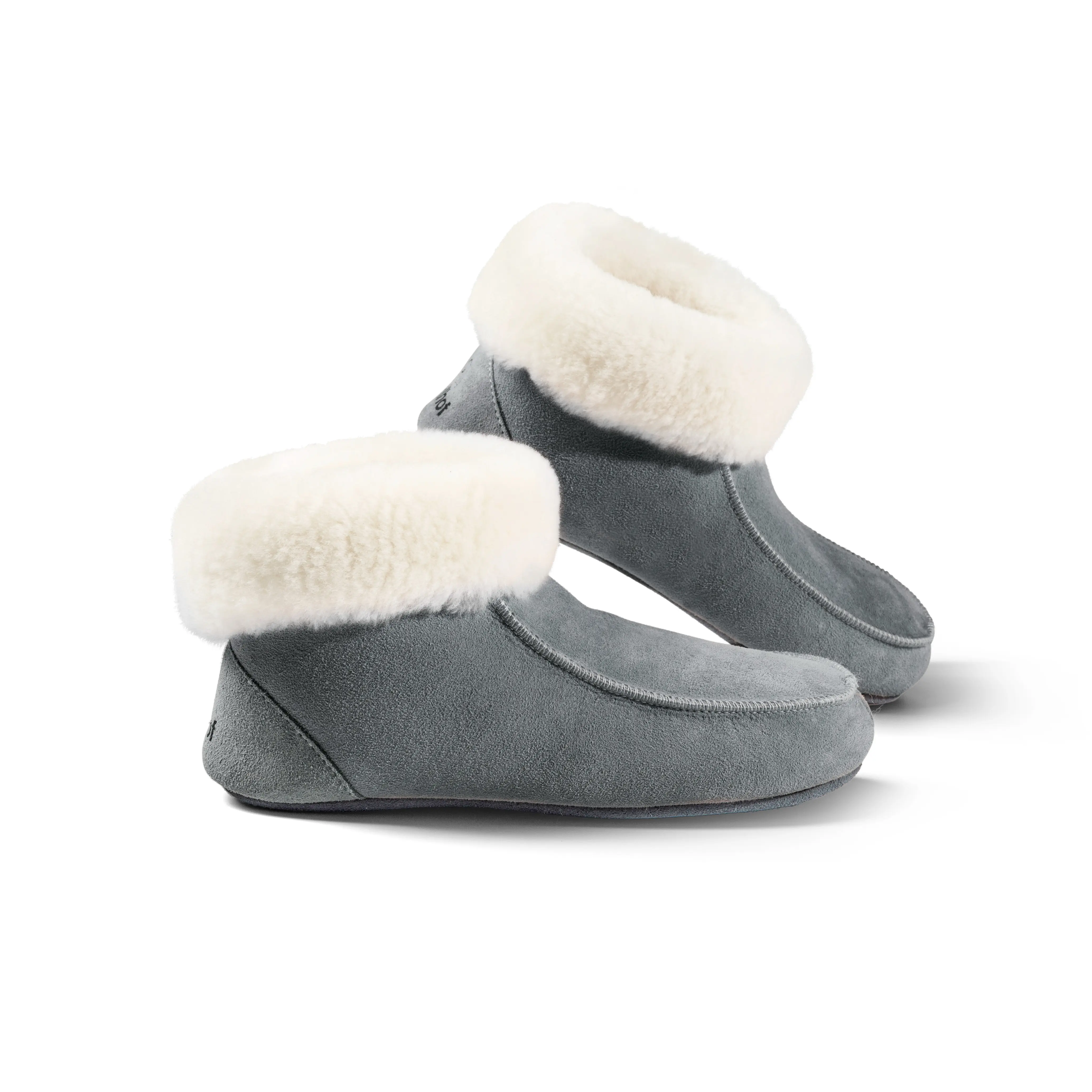 Lambskin slipper boots with leather soles color blue