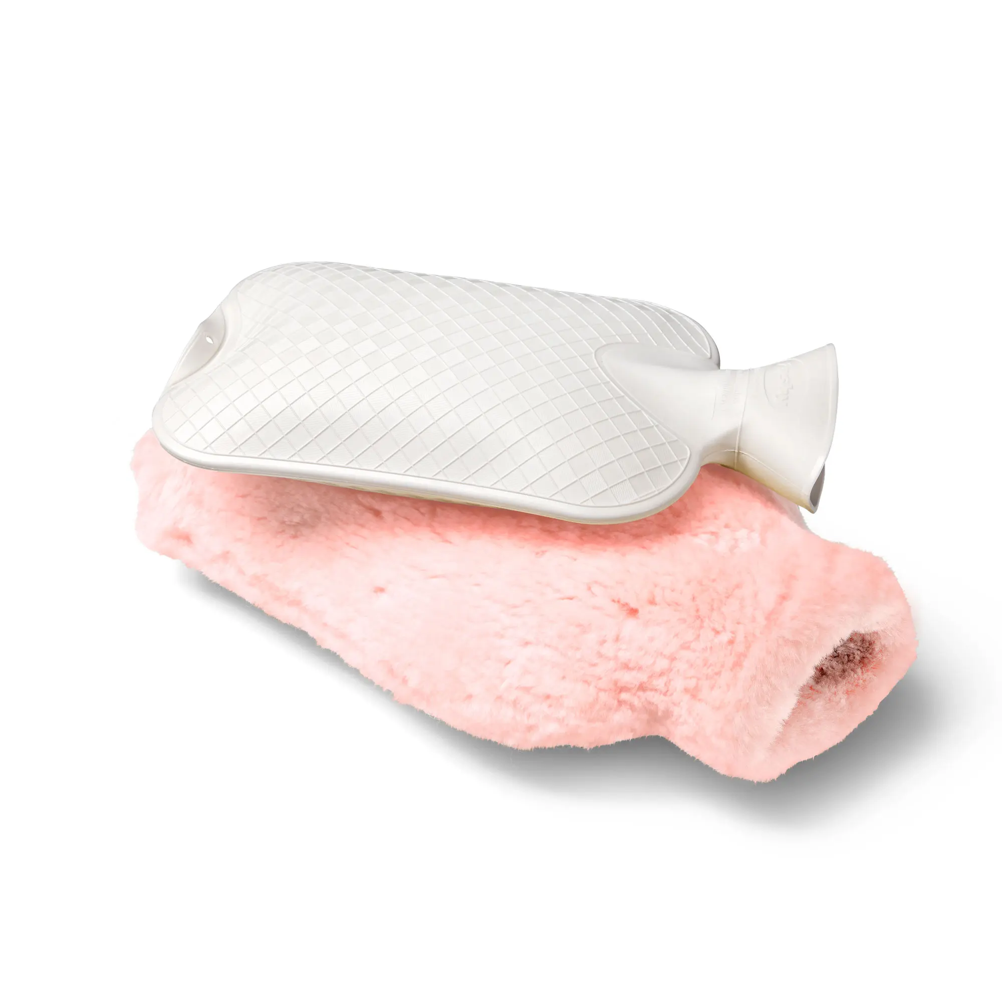 Wärmflasche mit Lammfellbezug groß rosa