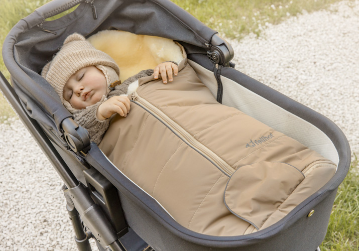 Baby sleeping in pram Footmuff