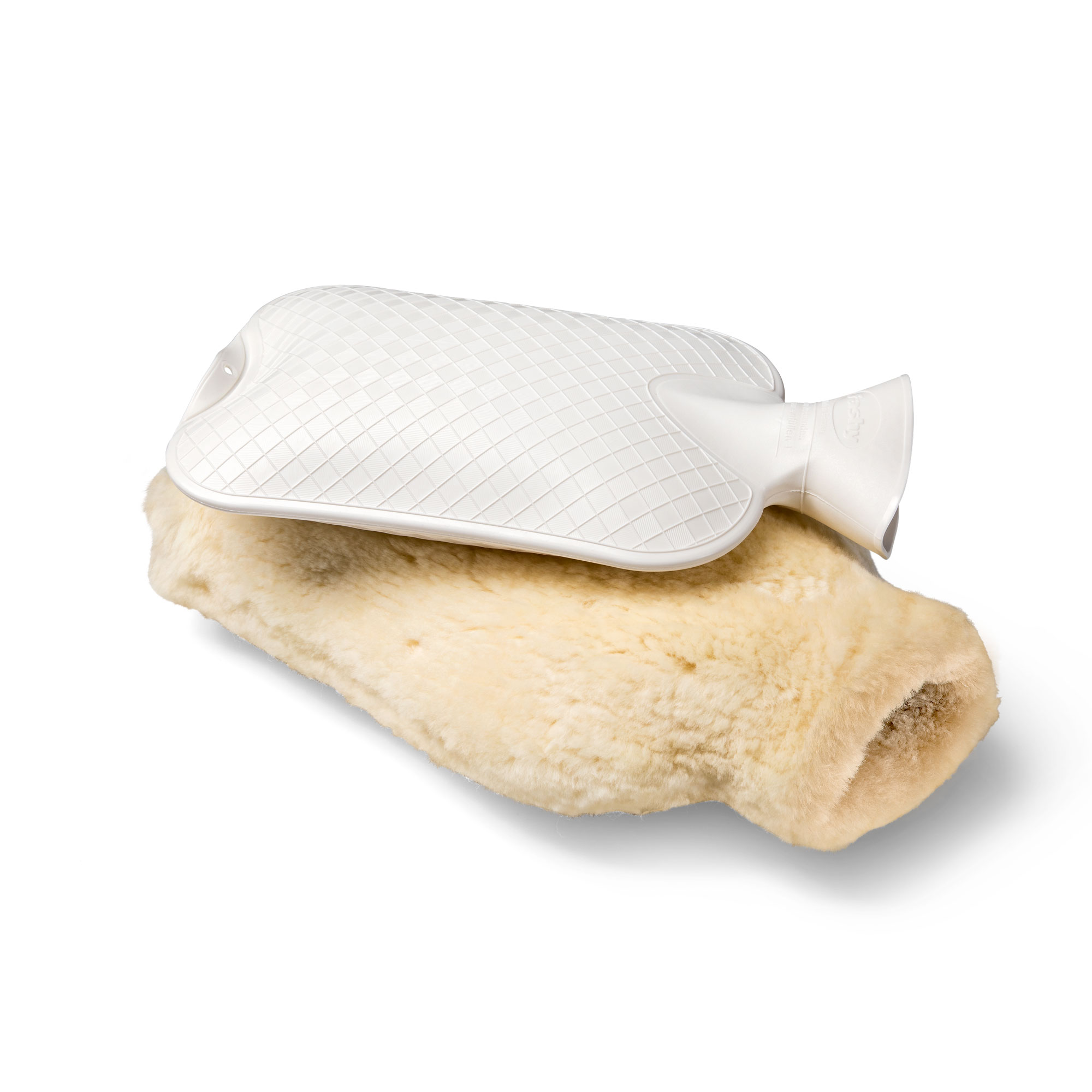 Large Hot Water Bottle With Lambskin Cover  