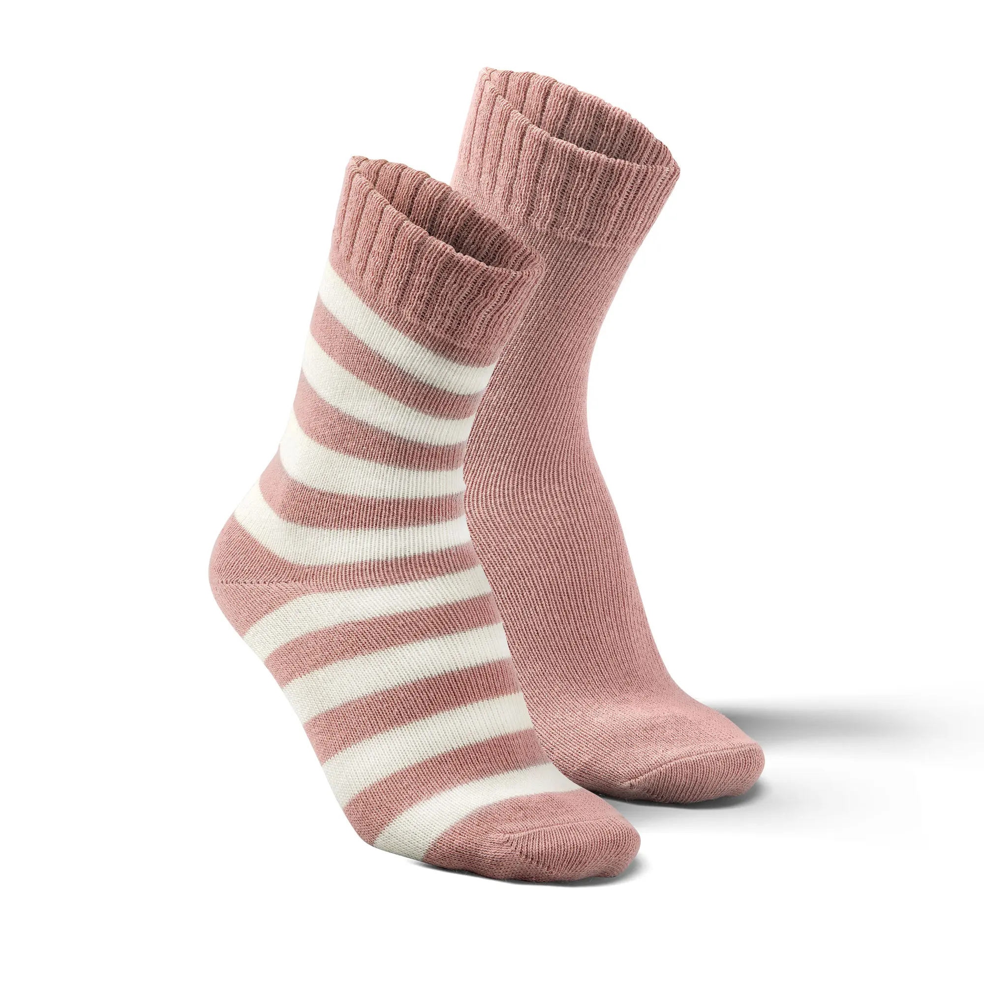 Alpaka-Socken gestreift rosa Kombi, 2er Pack 