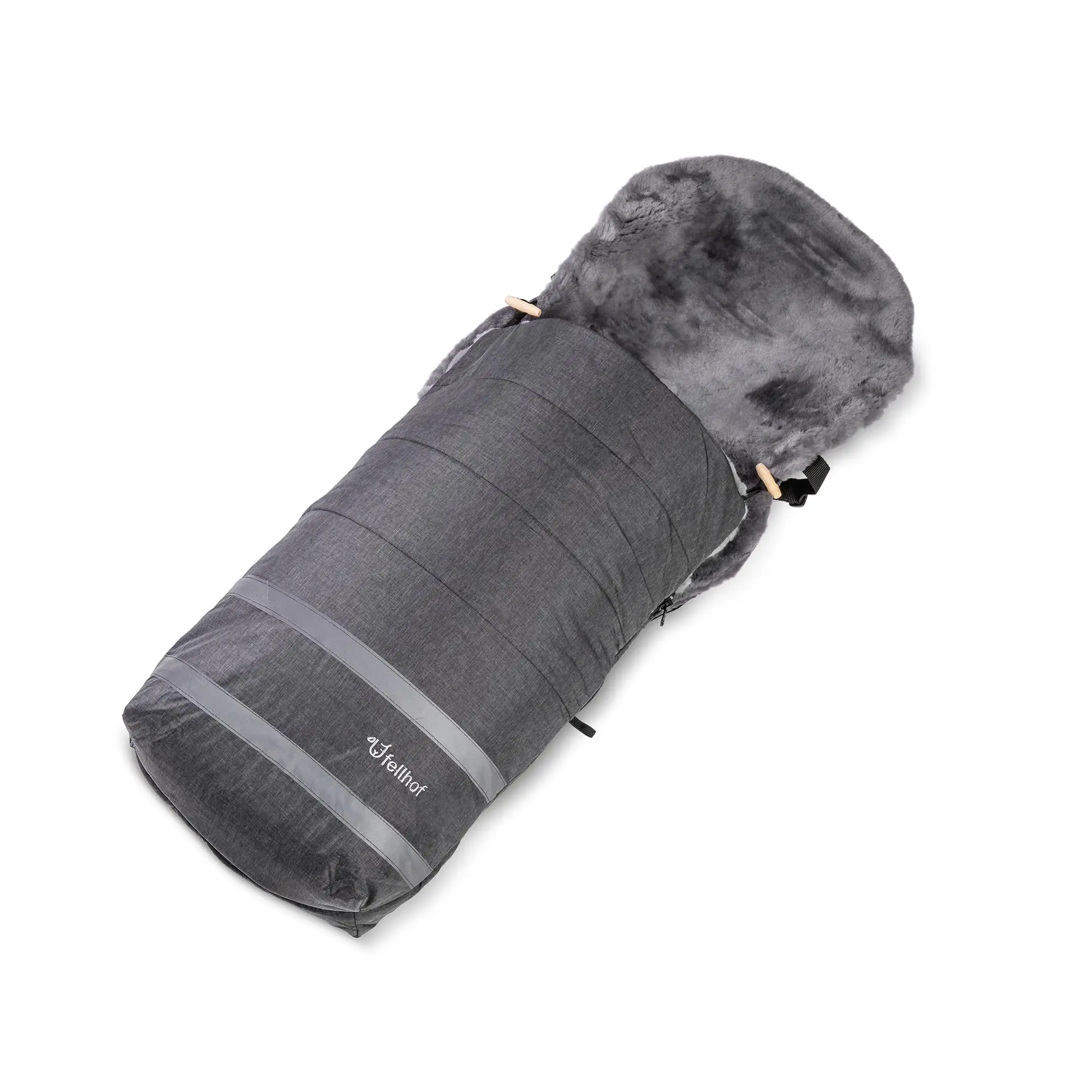 Fußsack Lammfell Wanderlust graphit melange