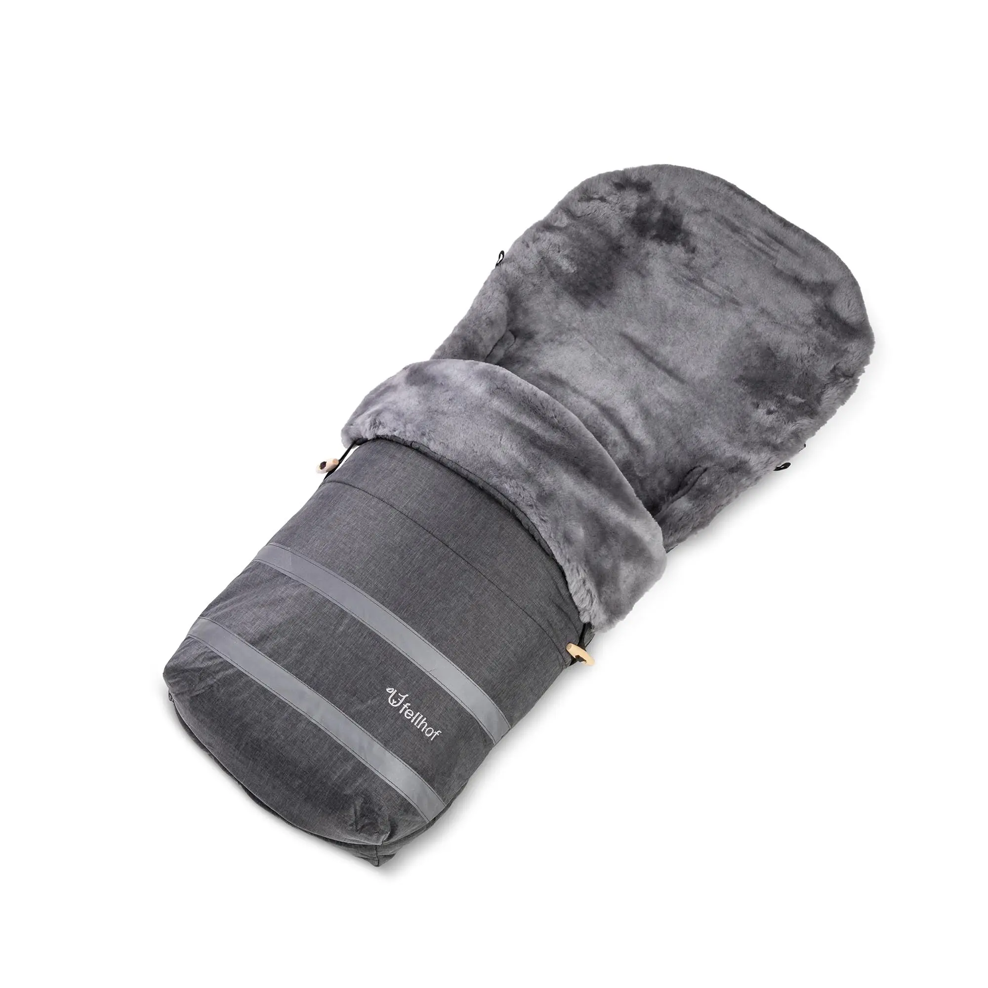 Fußsack Lammfell Wanderlust graphit melange