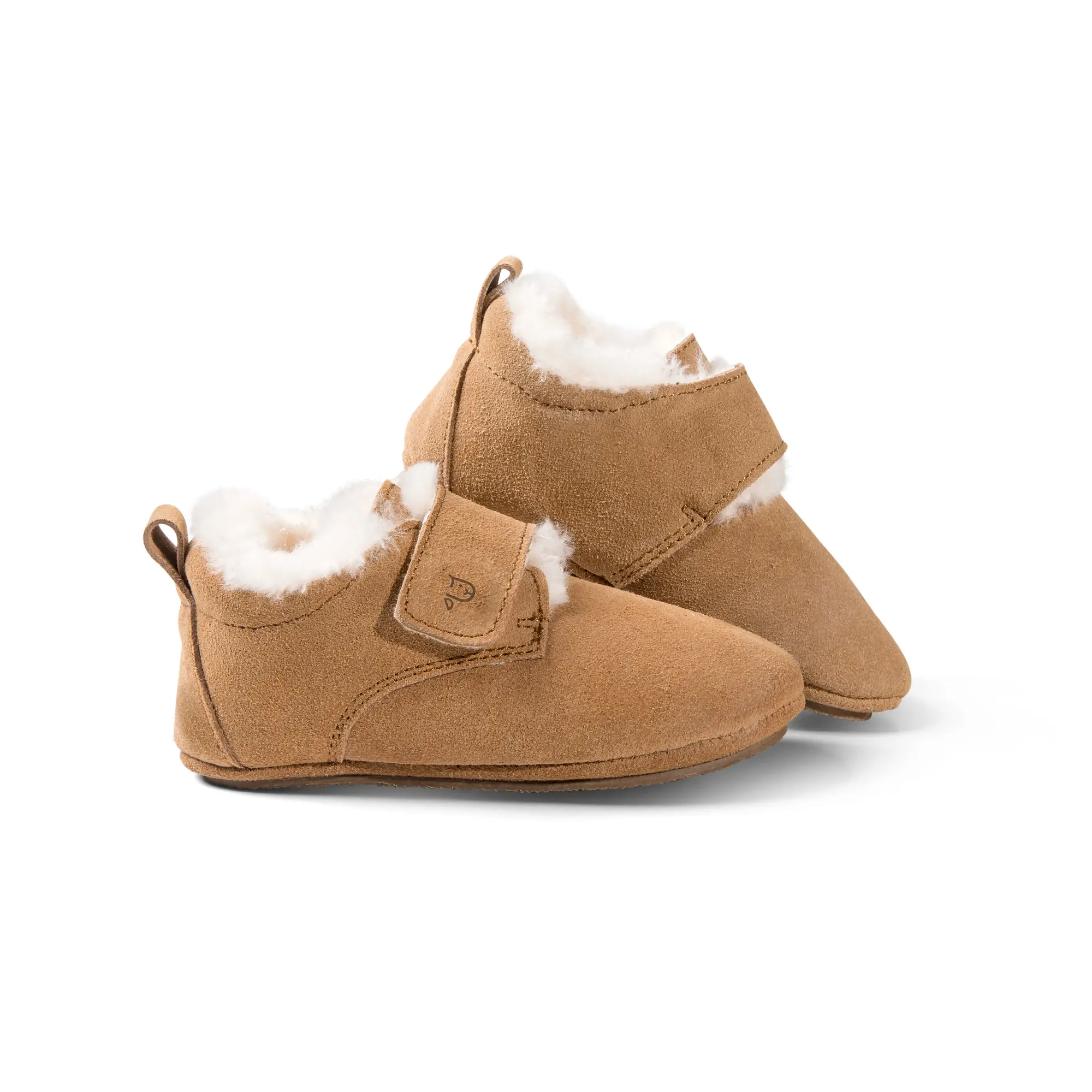 MOGLI slippers with lambskin for toddlers & kids - brown