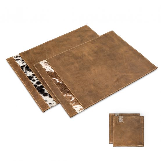 MILANO Leather Placemat Set with Coasters, Set of 2 